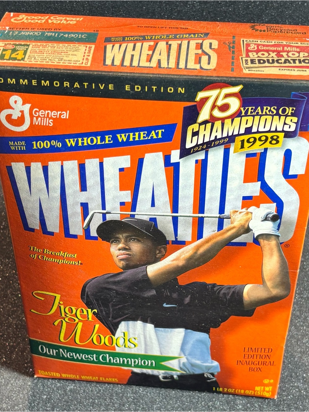 General Mills Wheaties 75 Years of Champions 1998 Tiger Woods Commemorative Box